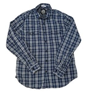 EXPRESS Men's Blue‎ Plaid Long Sleeve Button Up Shirt Lined Sz Large 100% Cotton